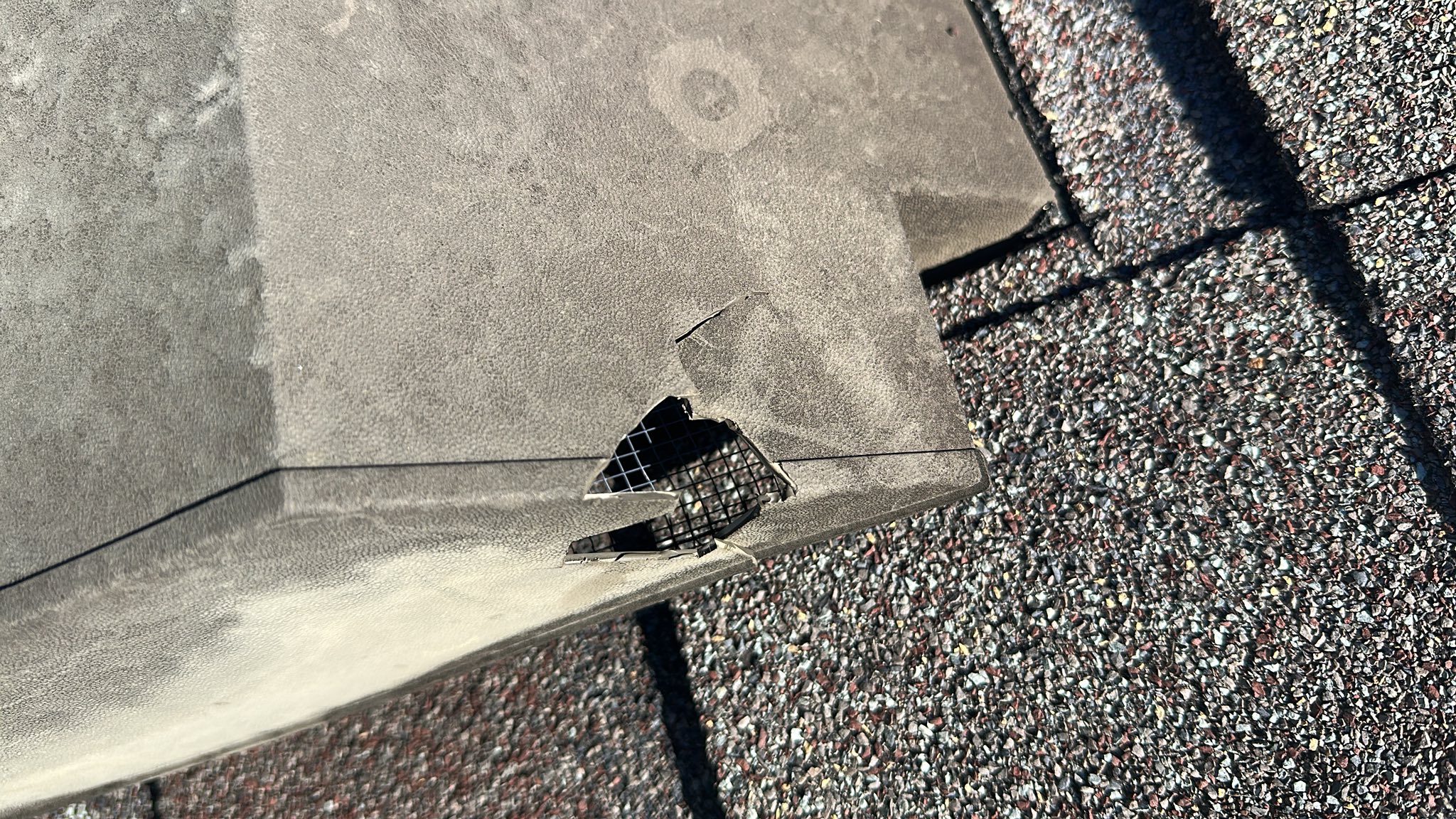 Storm damaged roof vent